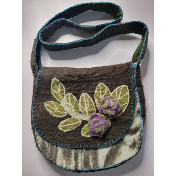 Rising Tide 100% Wool Cross Body Colorful Flap/Zipper Handbag, Good Condition - Picture 1 of 8